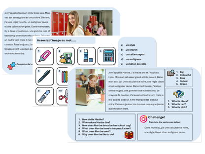 Pencil Case (French) - Complete Unit with Assessment & Mark Scheme (also suitable for cover)