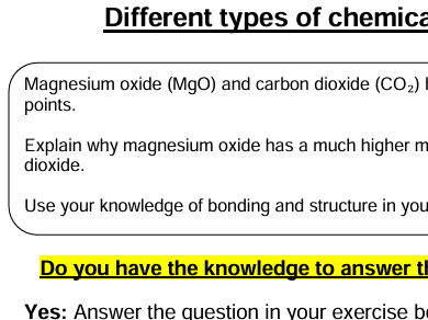 AQA Chemistry/Trilogy GCSE, Bonding 6-mark question development