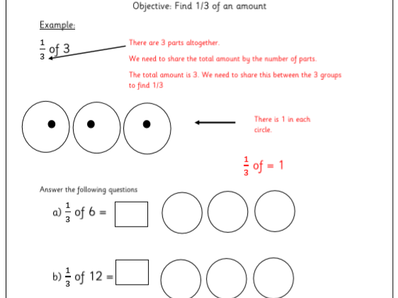 Find One third of an amount