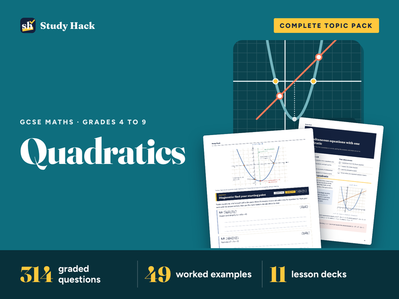 GCSE Maths Quadratics Complete Pack: Higher and Crossover (AQA, Edexcel, OCR)