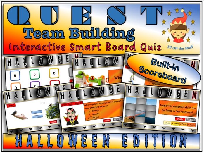Halloween Team Building Quiz Animated and Interactive for  KS3
