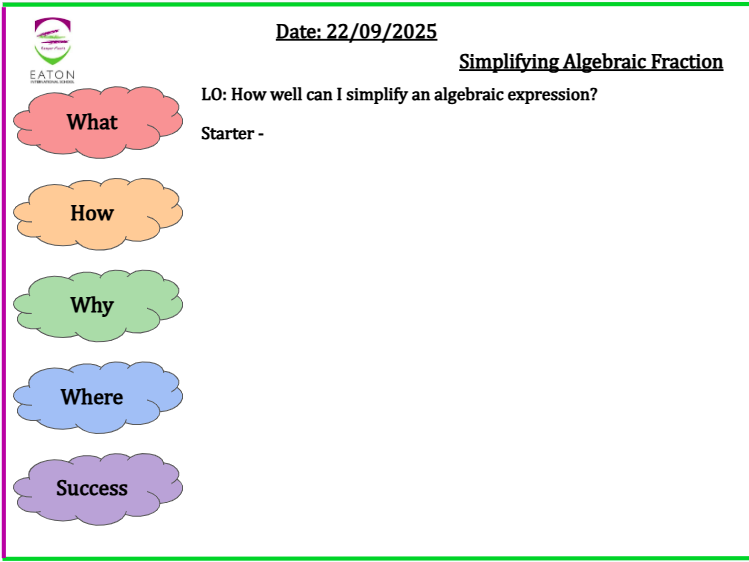 Simplifying Algebraic Fractions (KS4)