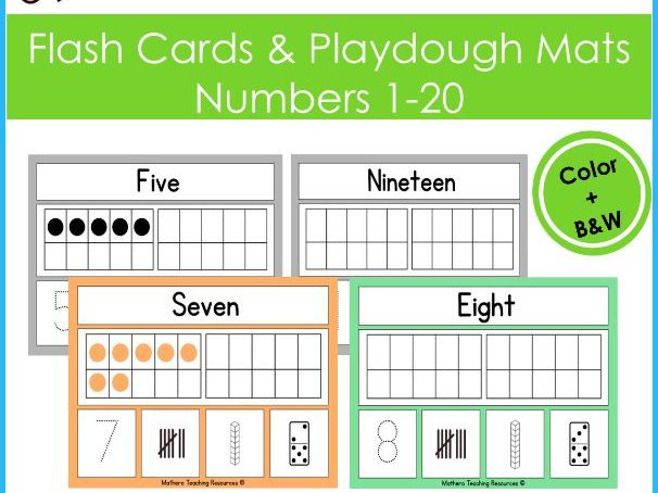 Number Sense 1–20|Flashcards & Playdough Mats |Ten Frames, Tally Marks, Base Ten
