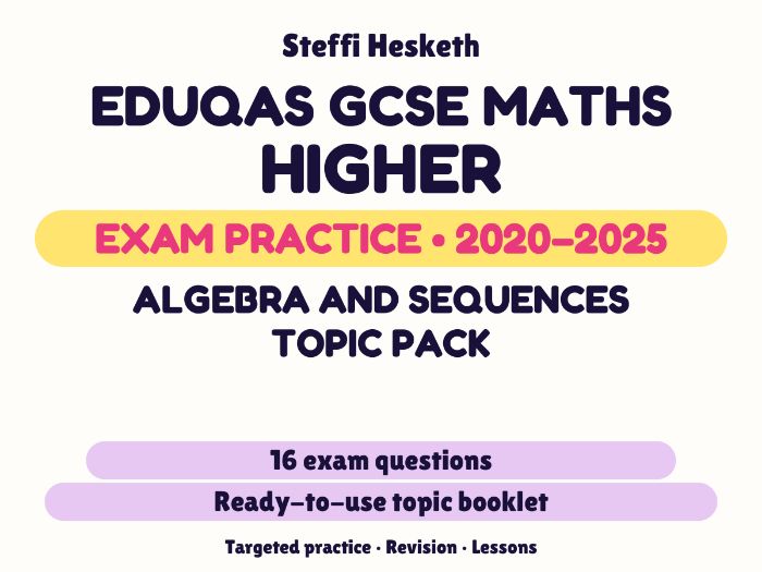 Eduqas GCSE Maths Higher: Algebra and sequences topic pack Exam Questions | 2020-2025