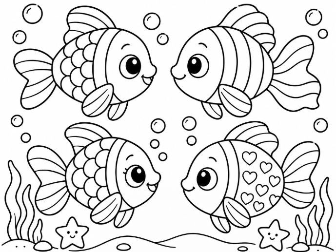 rainbow fish coloring sheets