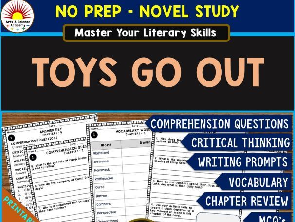 TOYS GO OUT Novel Study Comprehension, Critical Thinking, Vocab, MCQs ...
