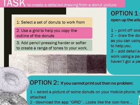 Donut grid drawing home learning task