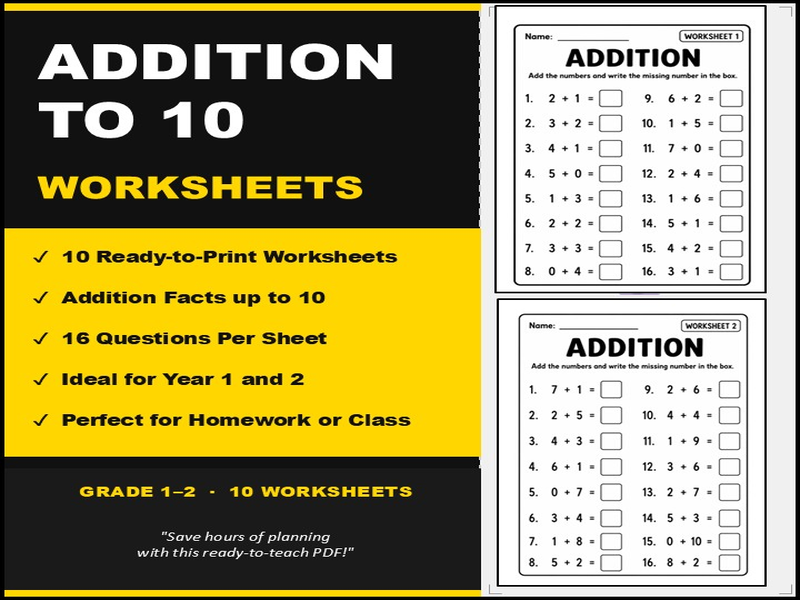 Addition Within 20 Worksheets KS1 | Reception & Year 1 Maths Workbook | Printable Addition Activitie