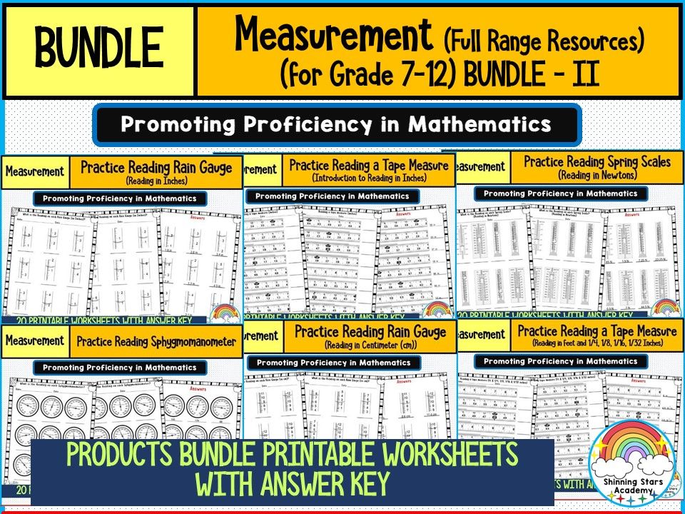 MEASUREMENT Products or Resource BUNDLE for GRADE 6–12 (Part II)