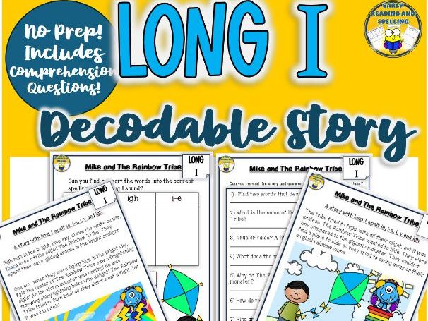 Long Vowel I Decodable Story (ie, i-e, i, y, igh) with Word Sort