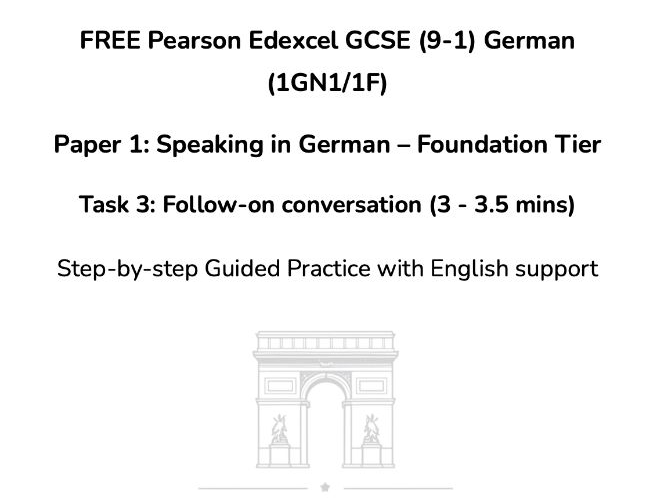 FREE Edexcel GCSE German (1GN1/1F) – Speaking Task 3: Conversation – Foundation Tier 2026 onwards