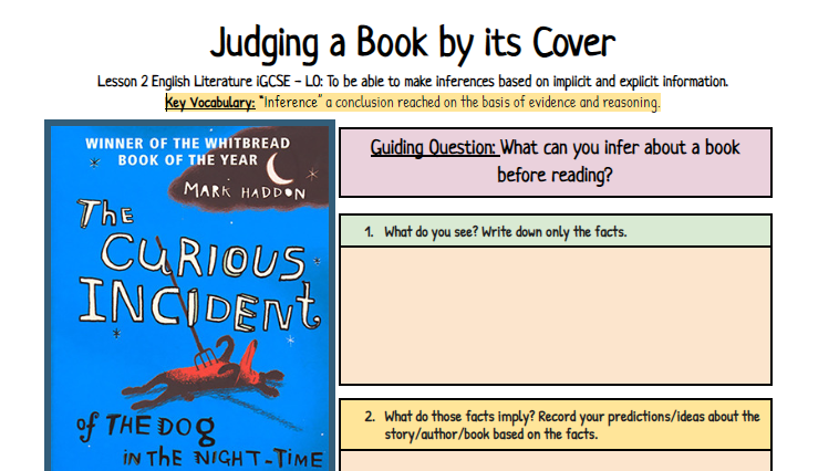 KS4 GCSE/iGCSE ENGLISH CURIOUS INCIDENT OF THE DOG IN THE NIGHT-TIME