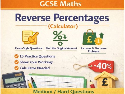 GCSE Reverse Percentages Word Problems Medium/Hard