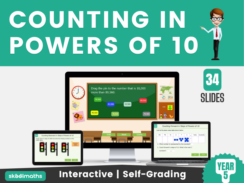 Number and Place Value - Counting in Powers of 10 Year 5 Digital Lesson and Activities