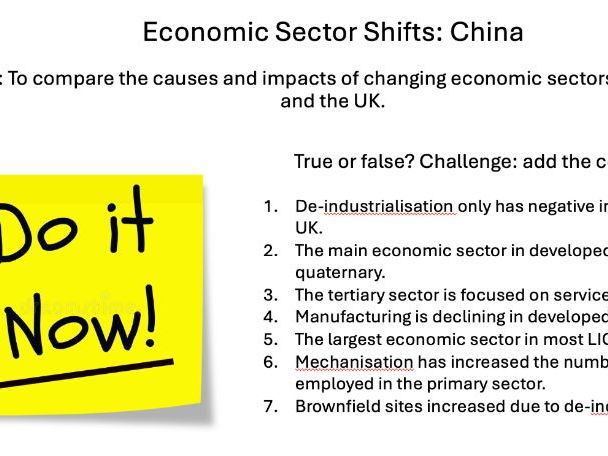 L7 Economic Sector Shift China - Edexcel iGCSE Geography