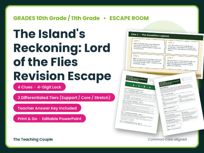Lord of the Flies Escape Room | Y11 GCSE English Lit | Revision | KS4 / GCSE