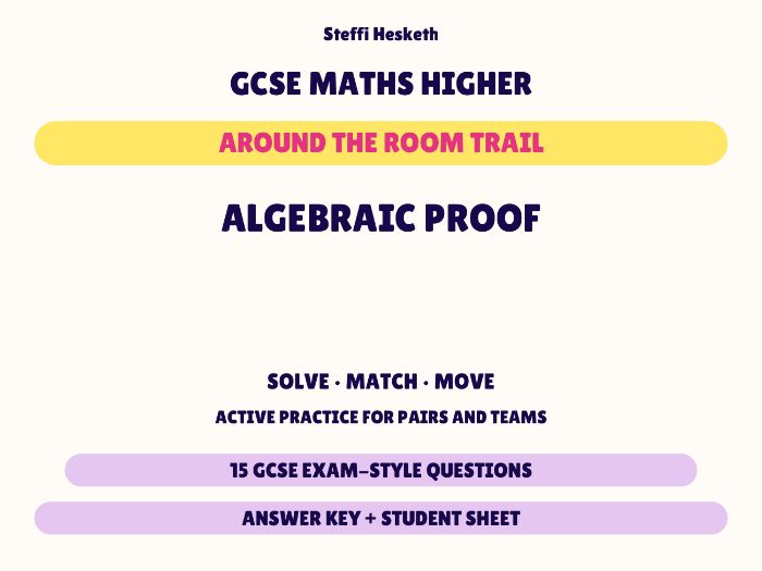GCSE Higher Maths Algebraic Proof | Around the Room Trail