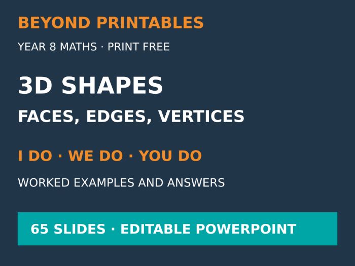Properties of 3D Shapes | I Do, We Do, You Do | Year 8 Maths | Print Free