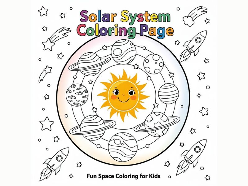 30 Solar System Coloring Pages for Kids and Adults – Planets, Space, Astronauts Printable