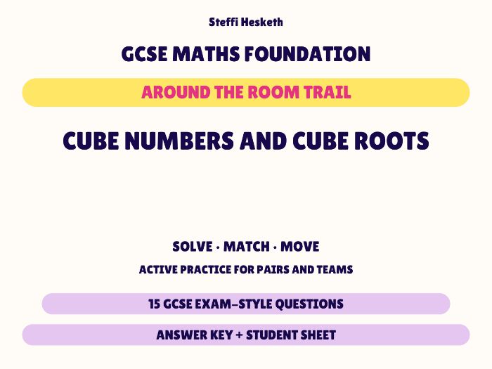 GCSE Foundation Maths Cube Numbers and Cube Roots | Around the Room Trail