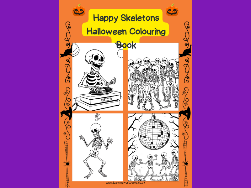 Happy Skeletons Halloween Colouring Book