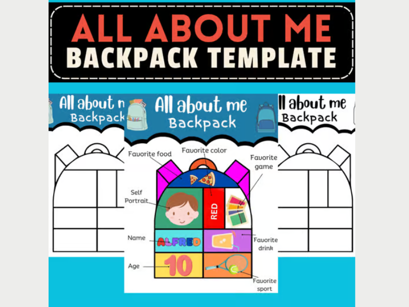 Back to School All About Me Backpack Template – Getting to Know You Coloring Pages, Classroom