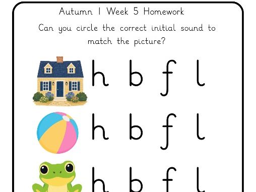 Reception Homework 7 Weeks Autumn 1