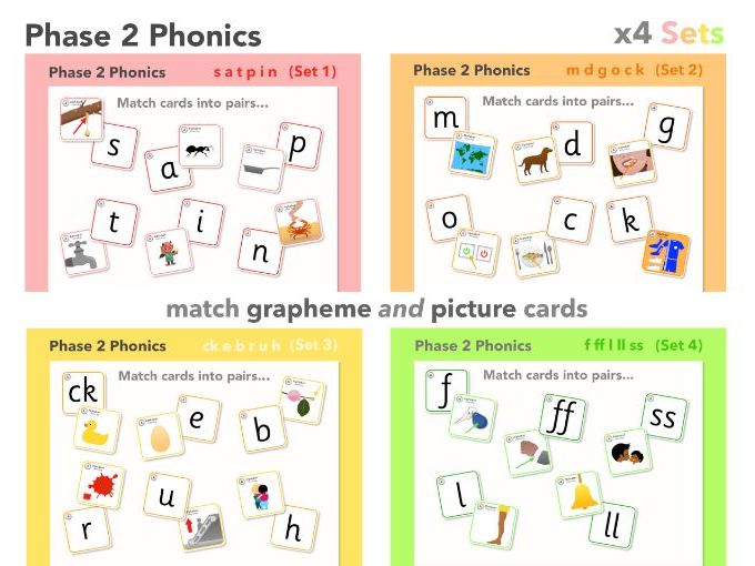 Phase 2 Grapheme/Picture Match (x4 Sets)