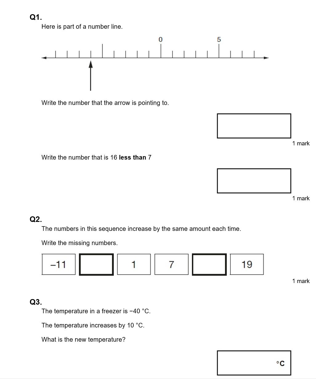 Year 6 Maths Revision for SATs: Negative Numbers | 25 Questions with ...