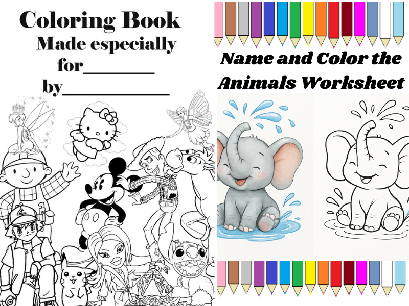 Name and Color the Animals Worksheet