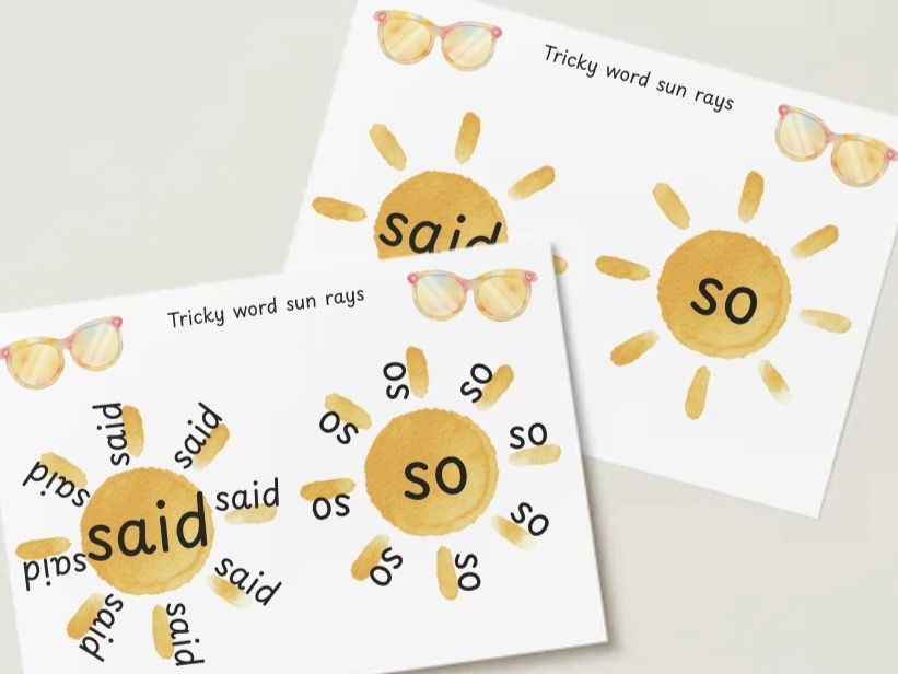 Phase 4 tricky word sun rays