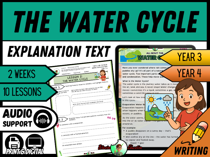 Evaporation and Condensation in the Water Cycle | Explanation Writing Pack | Year 3/4