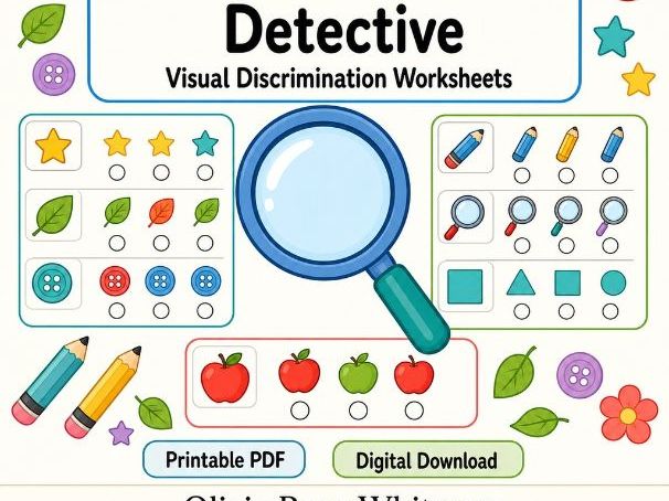 Visual Discrimination Detective | Visual Discrimination Worksheets | Printable PDF | Digital