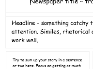 Newspaper writing frame template