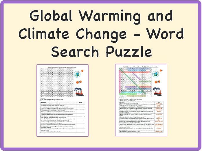 Global Warming, Climate Change - Word Search Puzzle, PDF, Earth Science