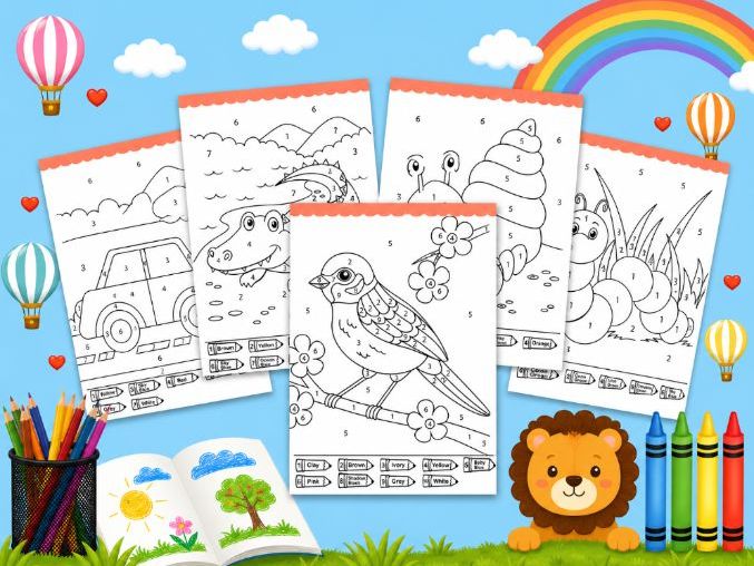 Color by Number Activity Worksheet, Kindergarten coloring pages.