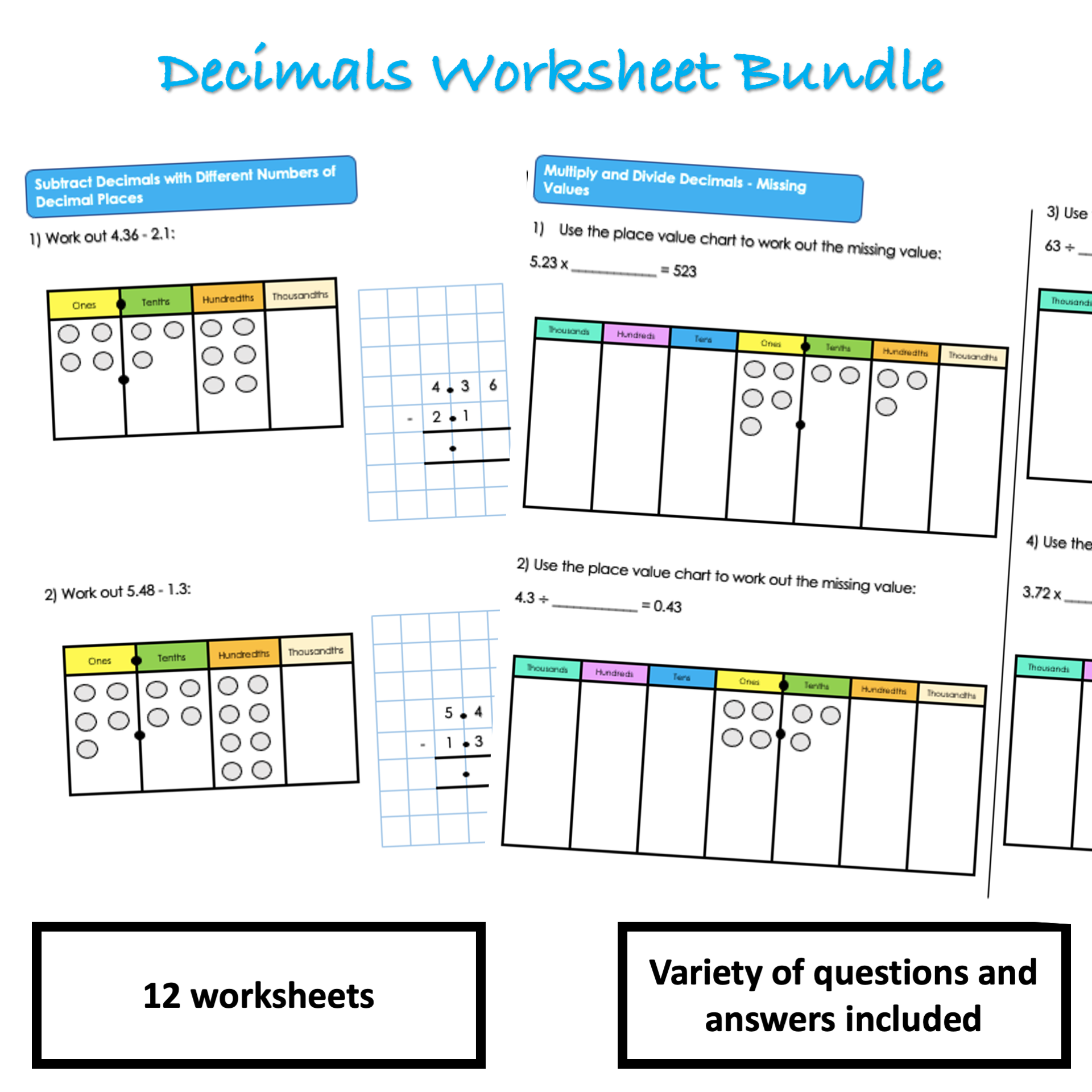 Decimals Worksheet Bundle
