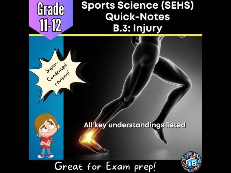 IB DP Sports Science (SEHS): B3 Injury – Condensed Topic Revision Notes (2026)