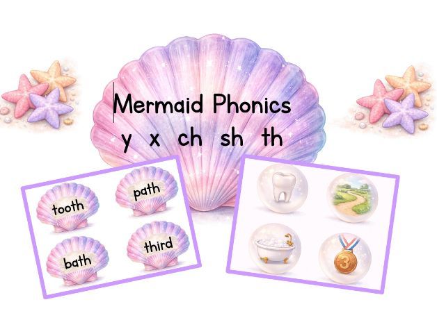 Mermaid Phonics (y x ch sh th)