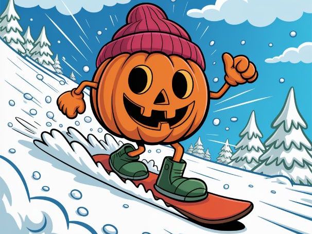 A Pumpkin Snowboarding coloring sheets 8 Thanksgiving Fall Coloring Pages