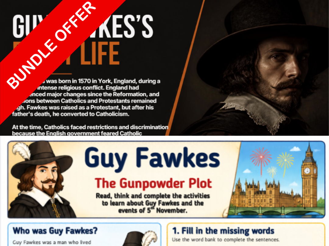 KS2 Guy Fawkes & Gunpowder Plot BUNDLE | PowerPoint & Activity Sheet