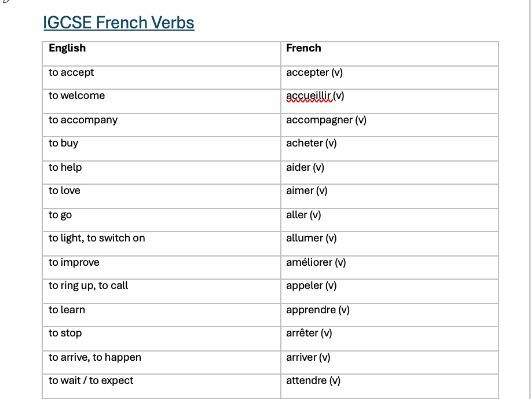 IGCSE French Verb Booklet