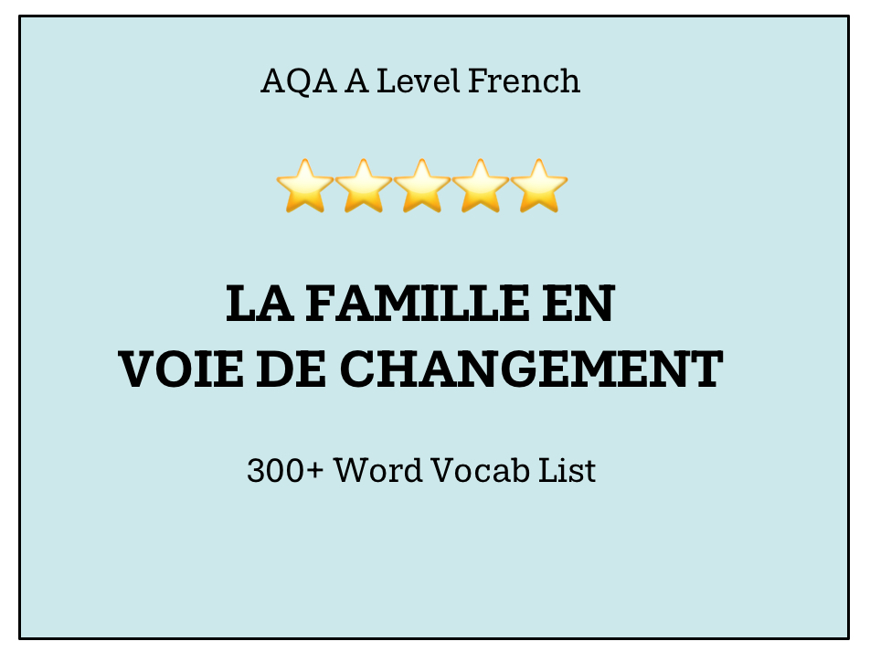 La Famille en Voie de Changement (Extended Vocabulary List)