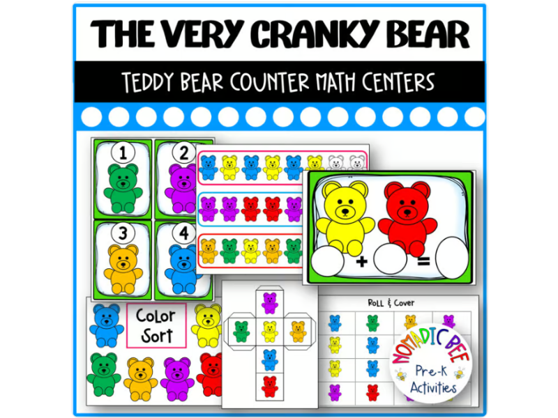 The Very Cranky Bear Activities - Teddy Bear Counter Math Centers