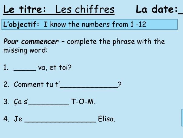 Numbers and age year 7 French 2 lessons