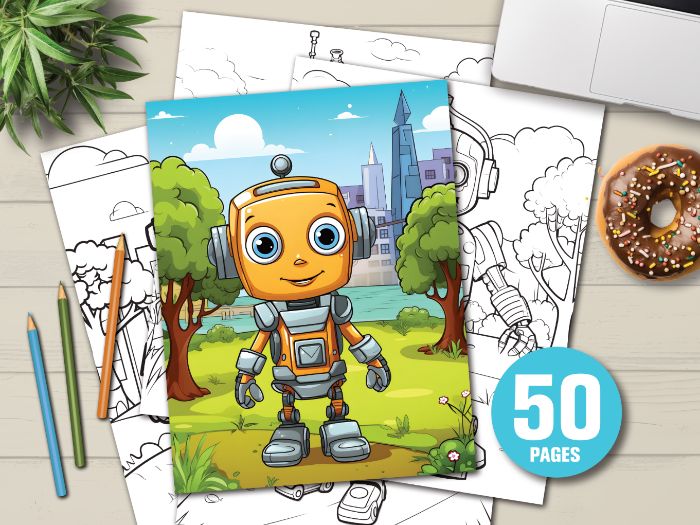 Rust & Sparks : Robot Story & Coloring Book