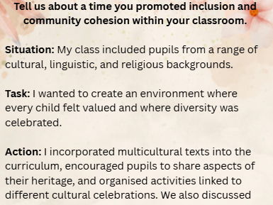 Interview questions with model answers on EAL and community cohesion