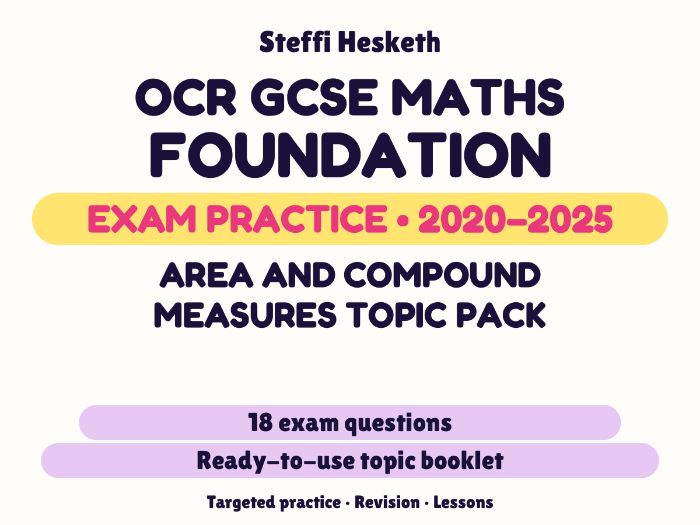 OCR GCSE Maths Foundation: Area and compound measures topic pack Exam Questions | 2020-2025