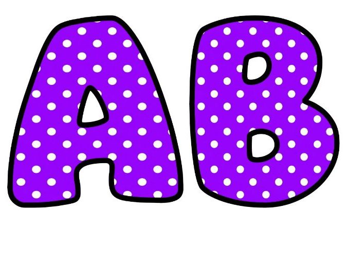 Violet Polkadot Bubble Letters | Polka Dot Bulletin Board Letters | Printable Alphabet A-Z and 0-9