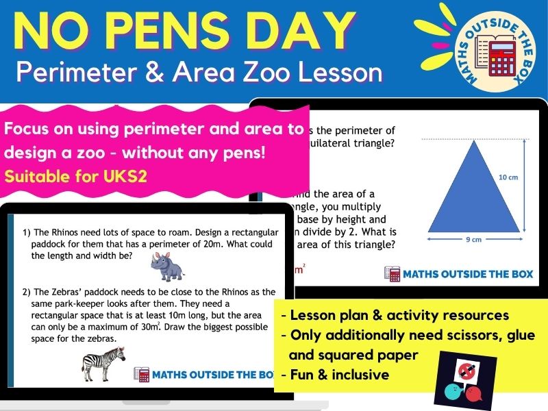 NO PENS DAY: Measuring Perimeter & Area Lesson (UKS2)